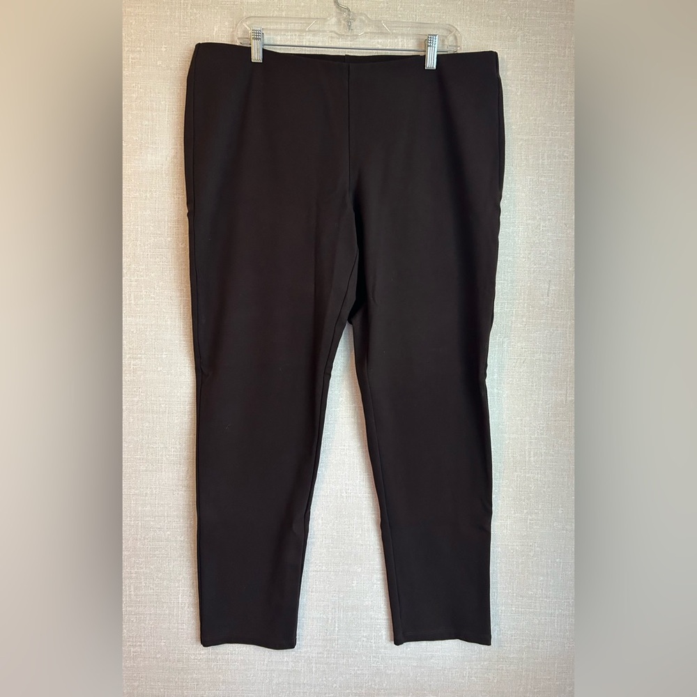 Eileen Fisher Womens XL Pull On Straight Leg Brown Stretch Pants Italian Fabric